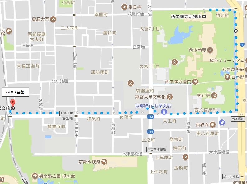 KYOCA会館までの地図